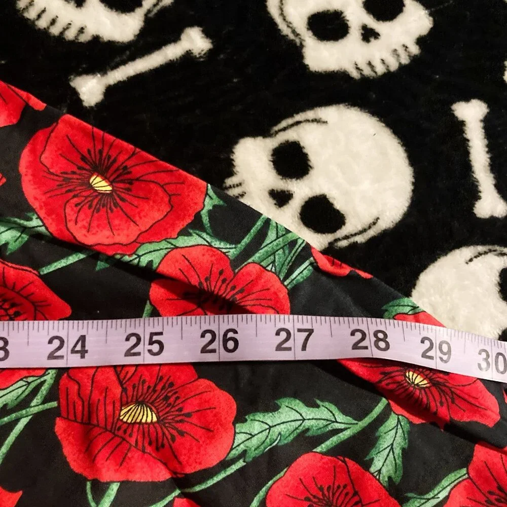 HELL BUNNY NWT Red and black floral poppy print circle skirt vintage style SMALL - Picture 9 of 14